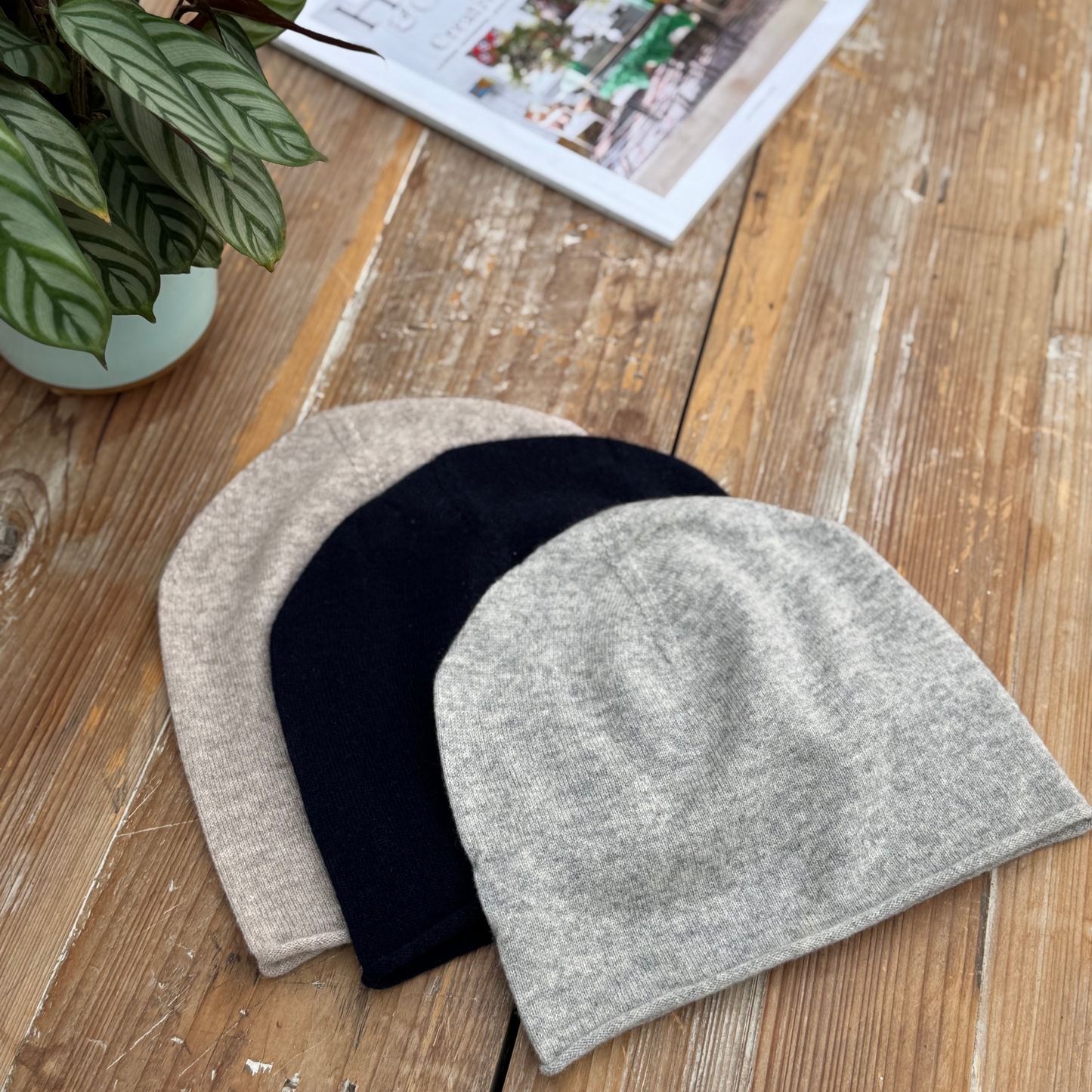 Cashmere Beanie Hat - Navy