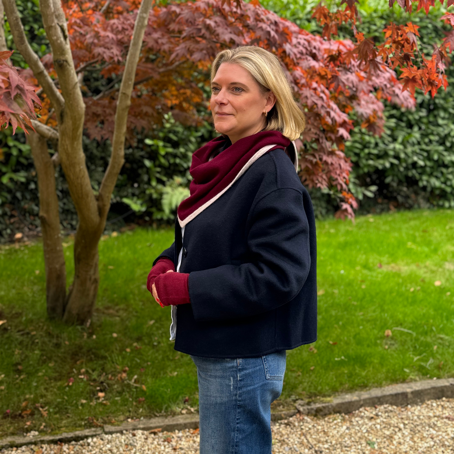 Cashmere Wrist Warmers - Berry Red