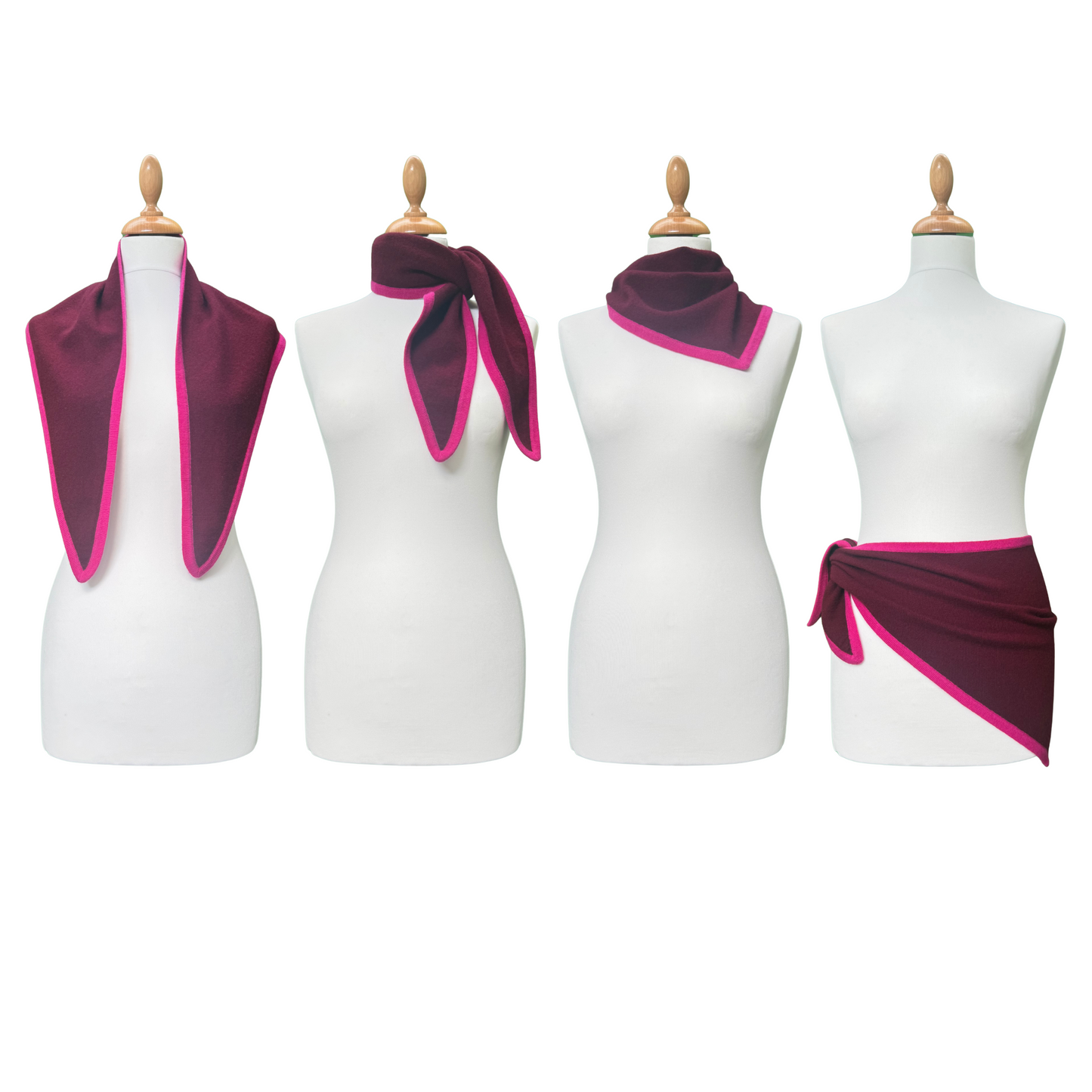 Burgundy and Fuchsia Triangle Scarf