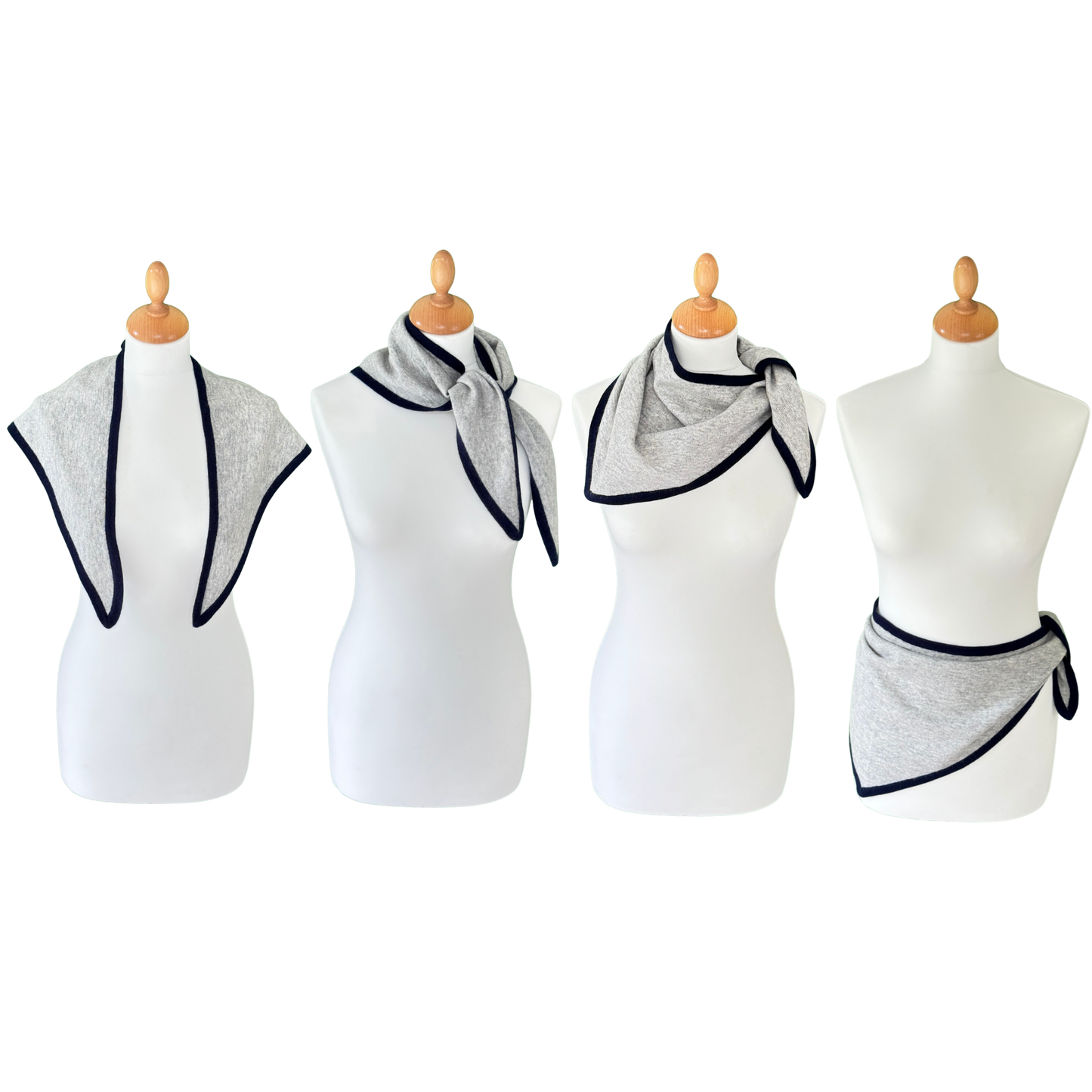 Light grey cashmere triangle scarf styling ideas