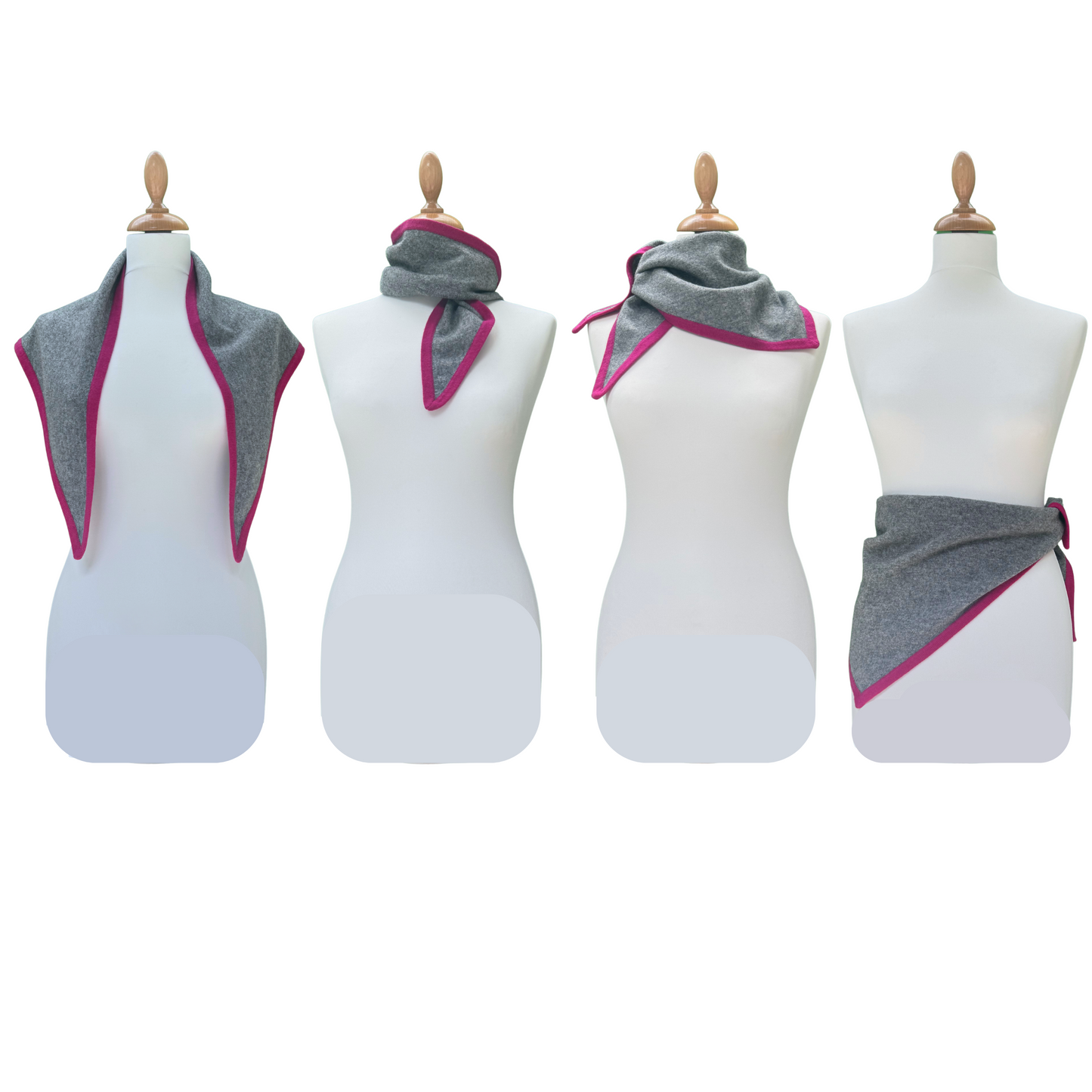 Dark Grey and Fuchsia Triangle Scarf