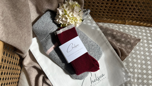 Cashmere gifts for all occasions - Cashmere lounge socks and cashmere hot water bottles