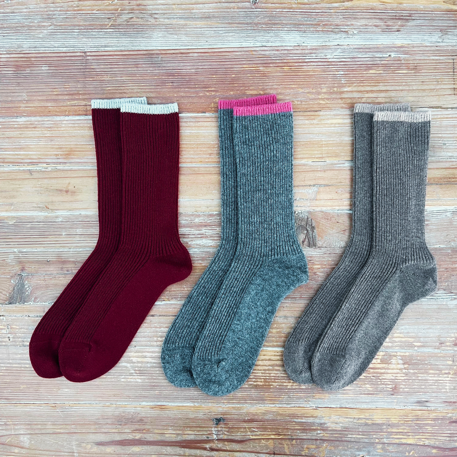 Cashmere Socks with colour tip