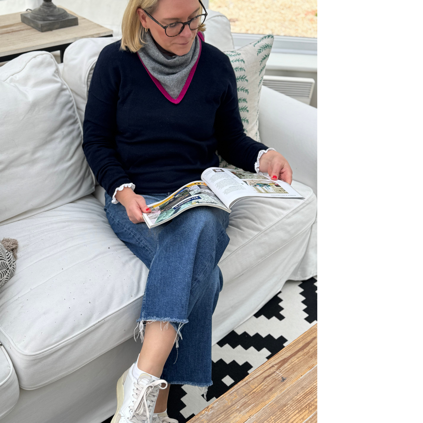 Dark Grey and Fuchsia Triangle Scarf