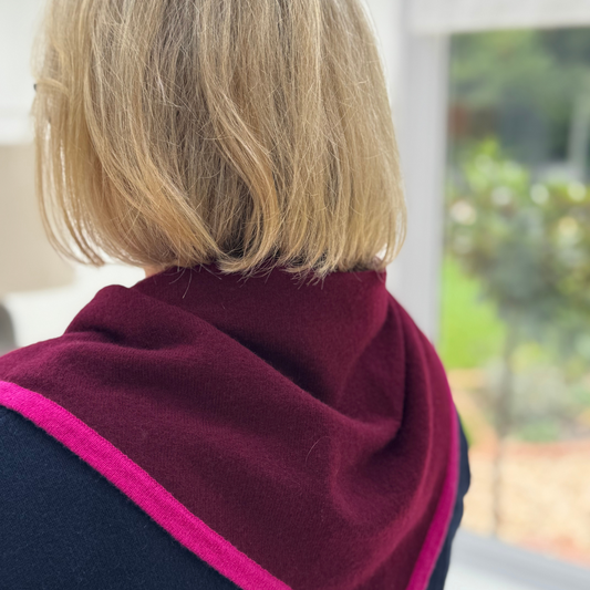 Burgundy and Fuchsia Triangle Scarf