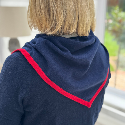 Navy and Red Triangle Scarf