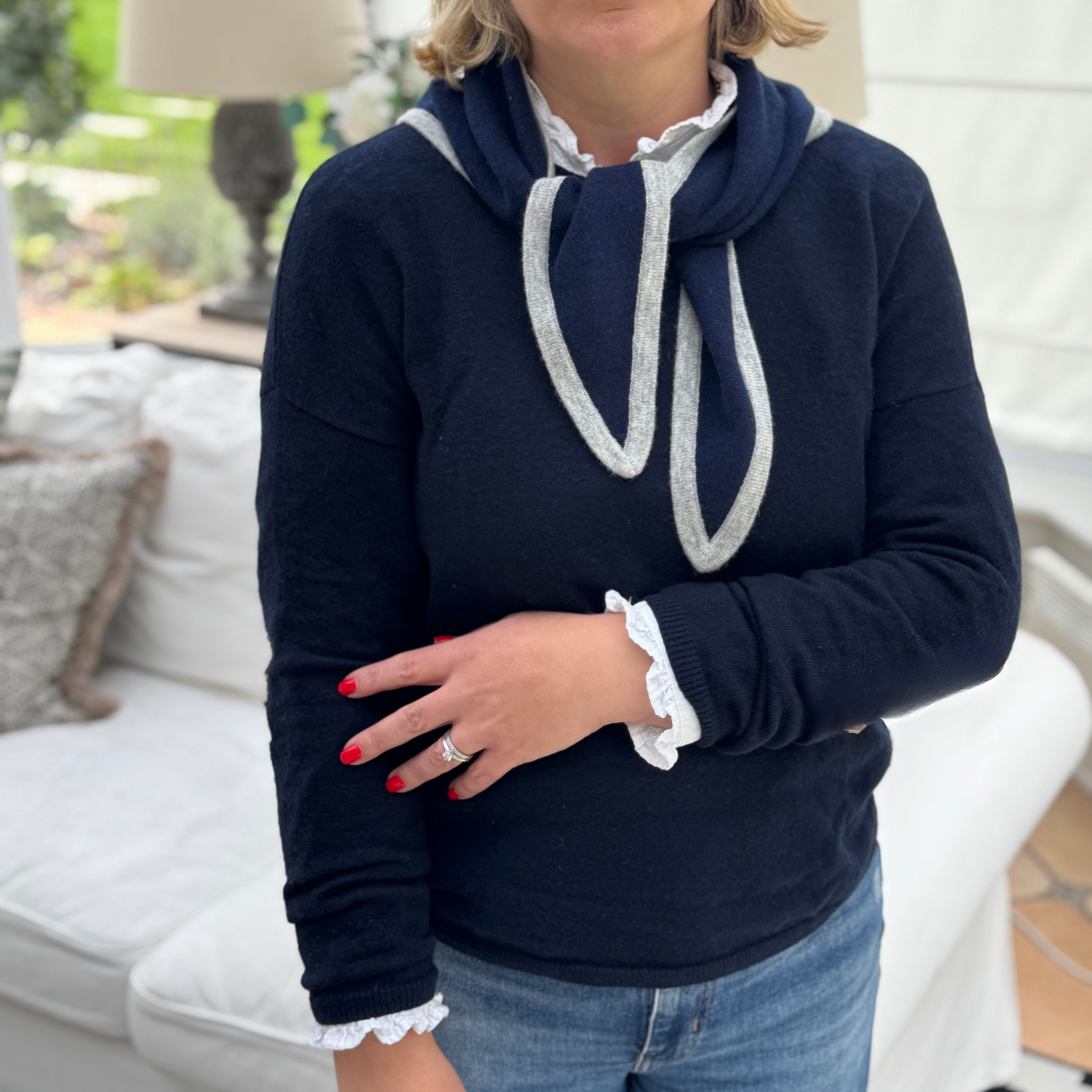 Navy and Grey Triangle Scarf