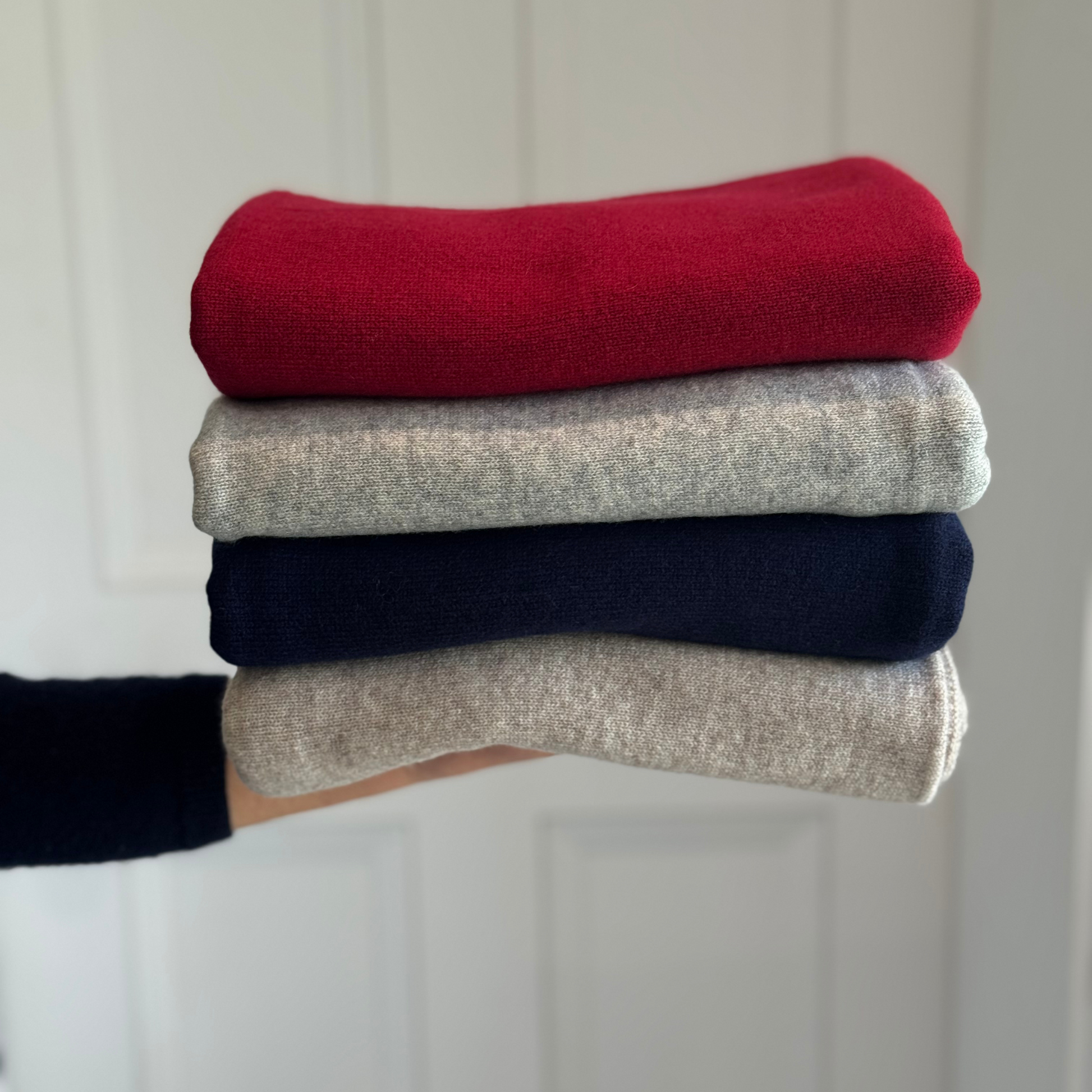 Large Cashmere Travel Wraps scarves red, grey, navy, sand