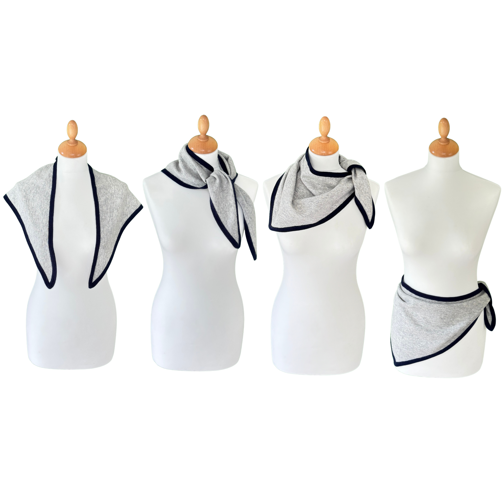 Light grey cashmere triangle scarf styling ideas