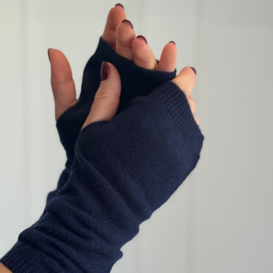 Navy Blue cashmere wrist warmers