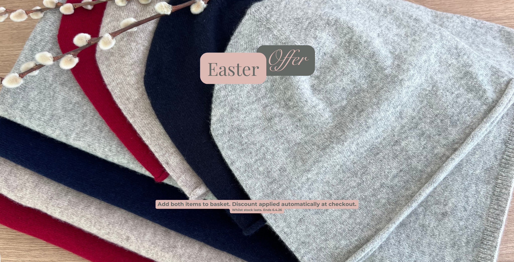 Cashmere Offer: Free cashmere hat with cashmere travel wrap