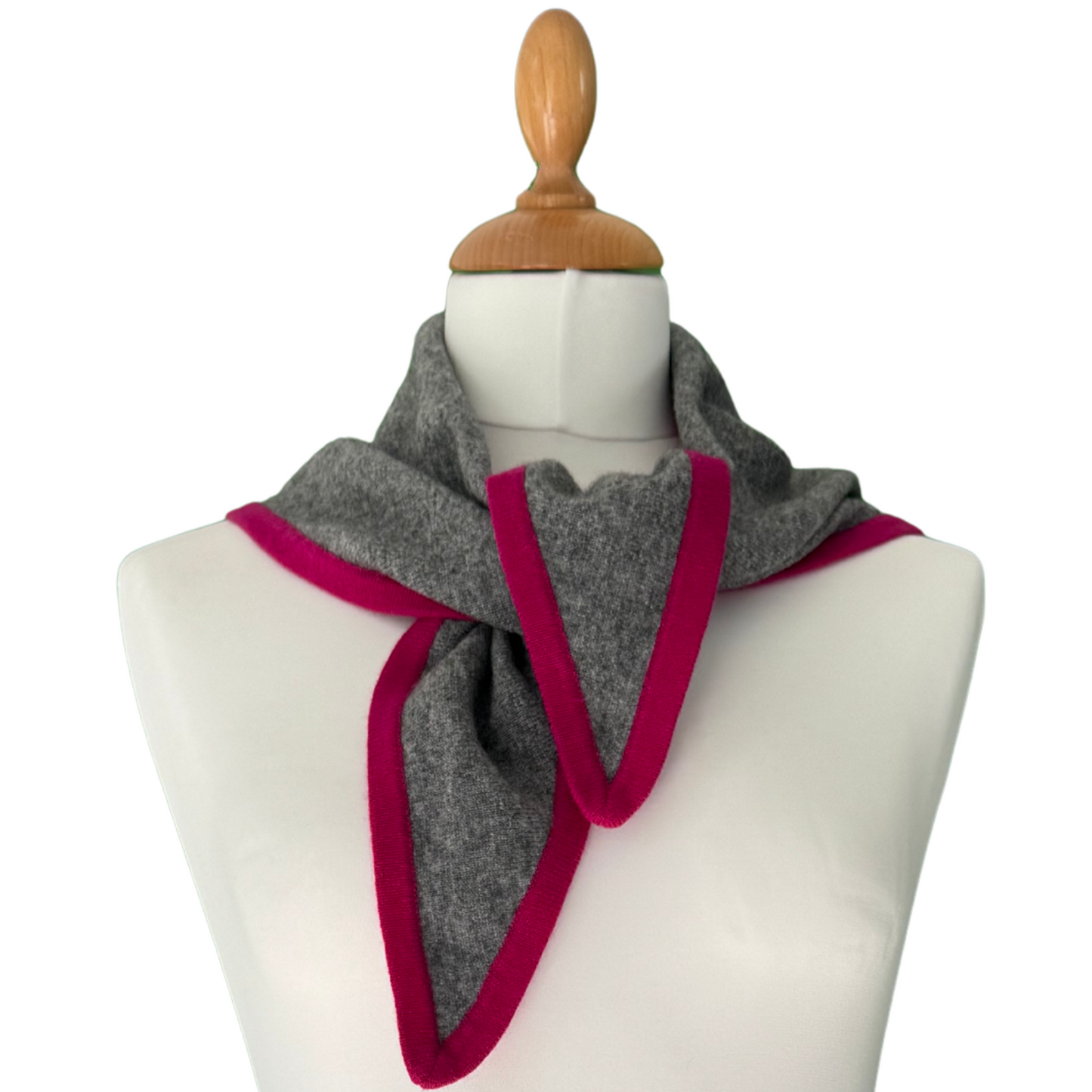 Dark Grey and Fuchsia Triangle Scarf