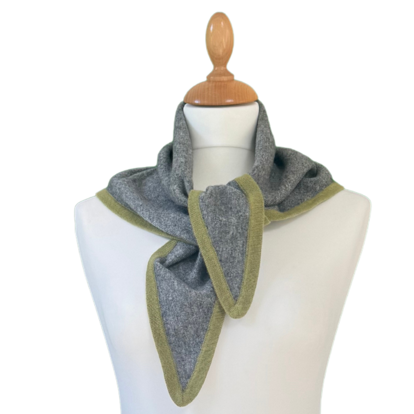 Dark Grey and Green Triangle Scarf